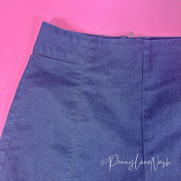 OU Cooperative High Waisted  Zip Back Denim Shortie Navy - Picture 3 of 7